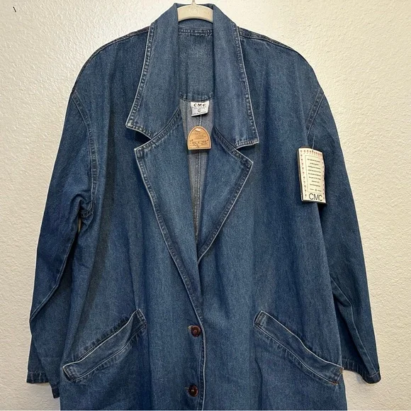 Vintage CMC Color Me Cotton 100% Cotton Denim Duster Women's Size Large - Picture 3 of 11